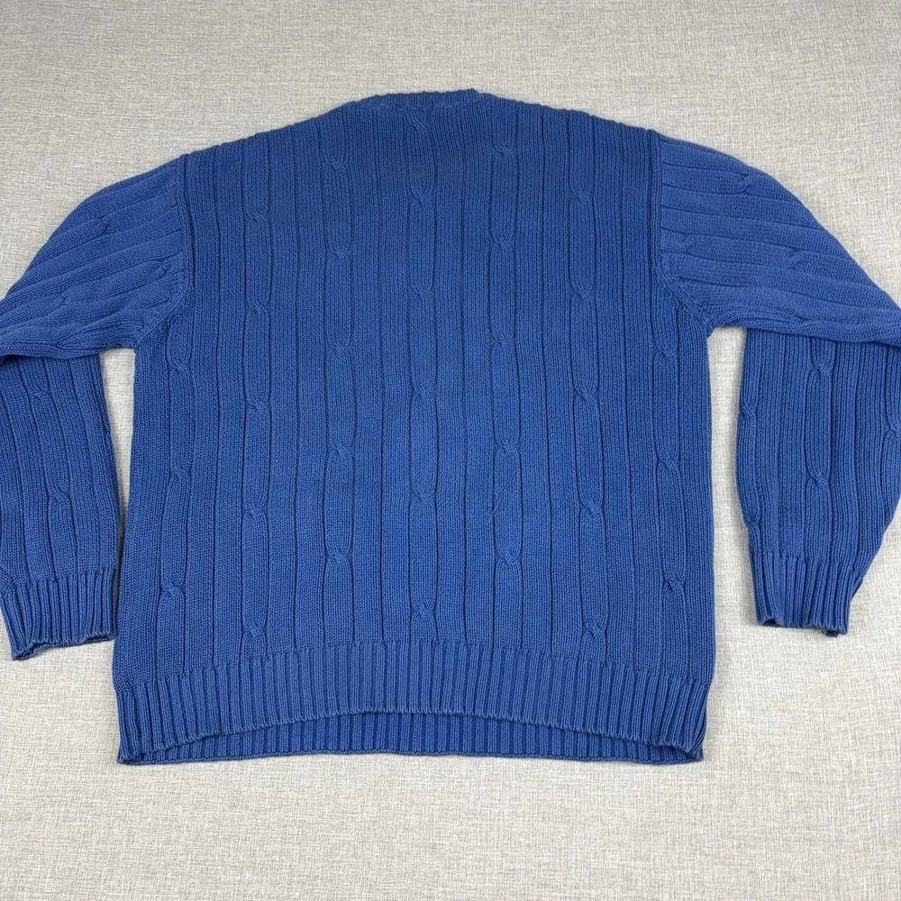 Vintage J Crew Oarsman Sweater Mens Large Blue Cotton Cable Knit Crewneck